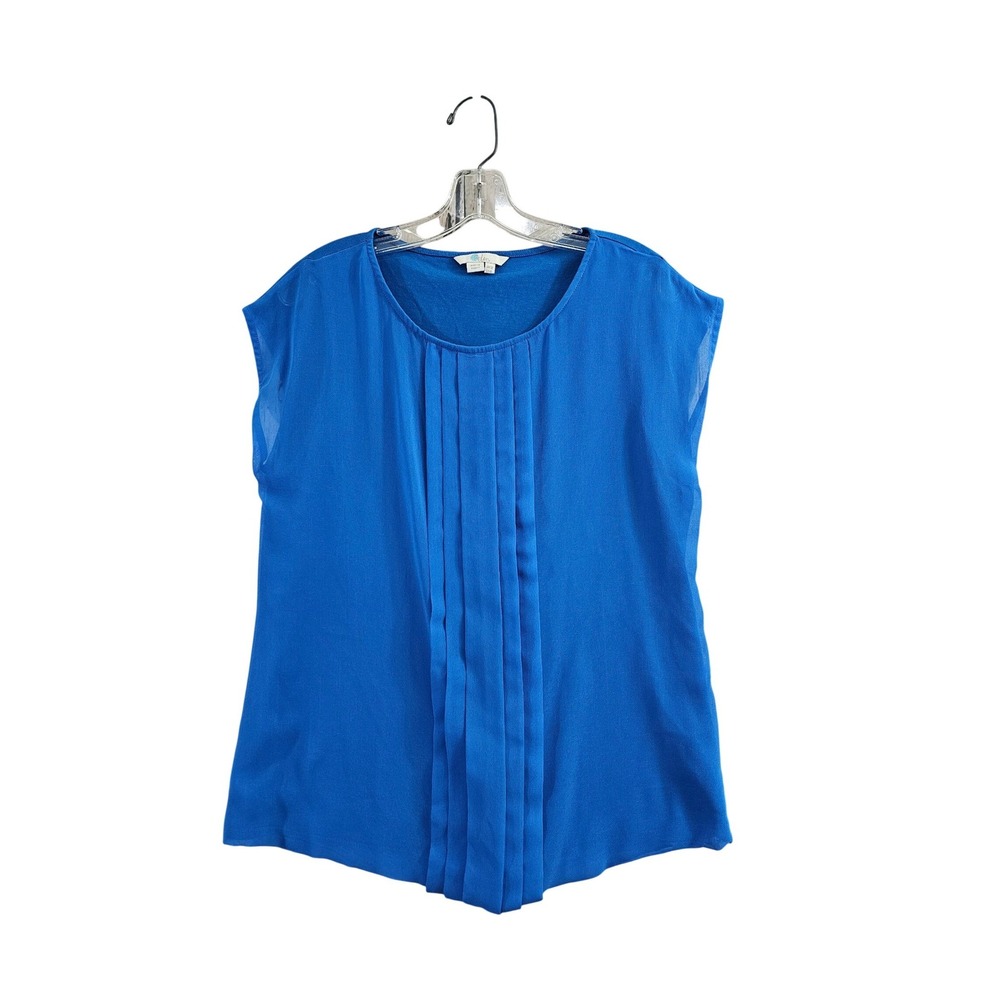 Boden Royal Blue Pleated Mixed Media Cap Sleeve Top J0131 Size US‎ 8 UK 12
